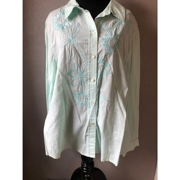Chico's embroidered button up blouse size 3 (16/XL) - Picture 1 of 4